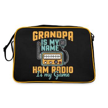 Funk Amateur Funker Funken Radio Hobby Geschenk - Retro Tasche - Schwarz/Gold - Hinten
