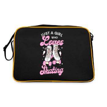 Cool Roller Skating Skate Girl - Retro Tasche - Schwarz/Gold - Hinten