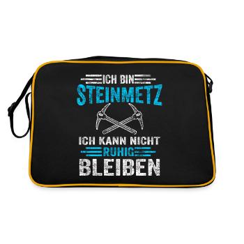 Ich bin Steinmetz - Retro Tasche - Schwarz/Gold - Hinten