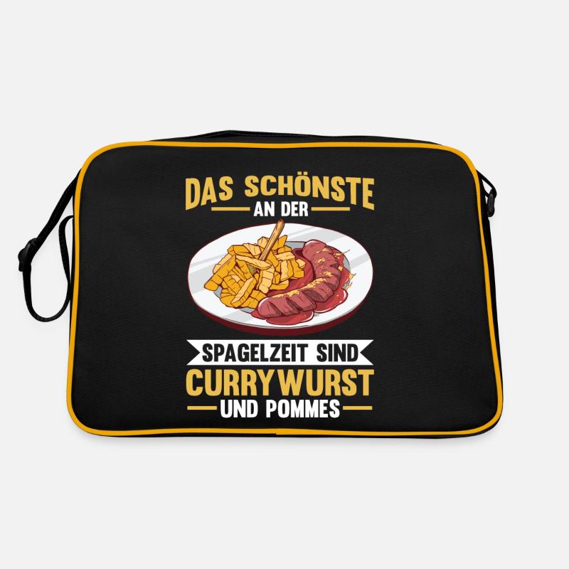 Currywurst - Retro Tasche - Schwarz/Gold