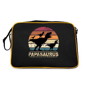 Papasaurus dinosaure père de 3 enfants - Sac Retro - noir/or - Dos