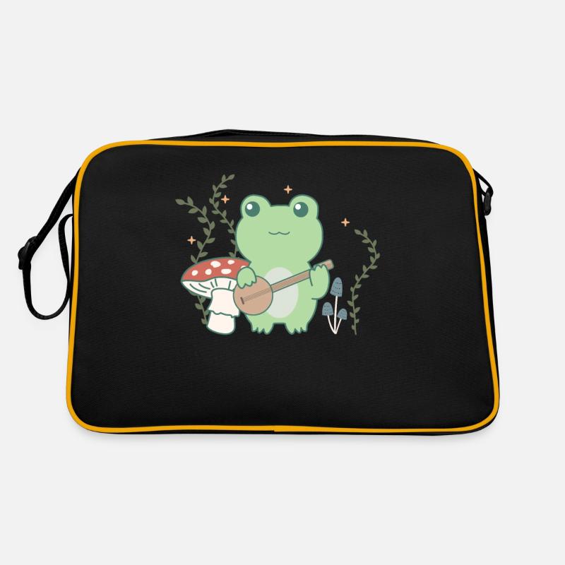Cottagecore esthétique grenouille dans la forêt avec banjo Sac Retro