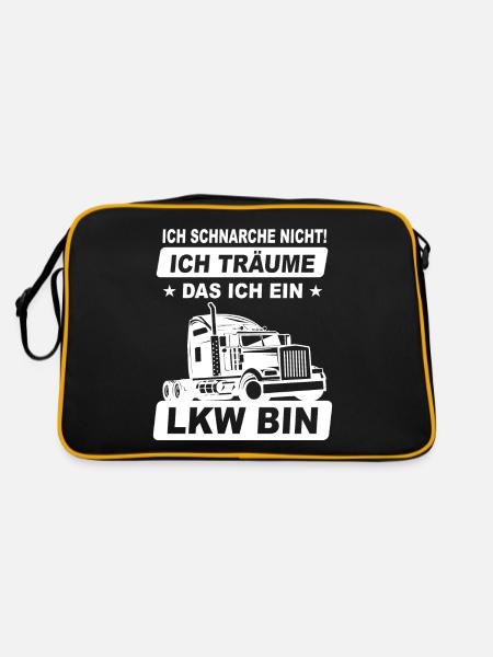 Ich Schnarche Nicht Ich Träume Das Ich Ein Lkw Bin - Retro Tasche - Schwarz/Gold - Hinten