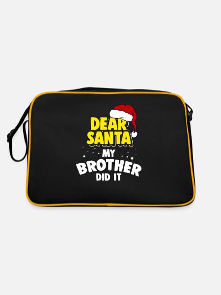 Lustige Weihnachten Bruder hat es getan Geschwister Pun Weihnachten - Retro Tasche - Schwarz/Gold - Hinten