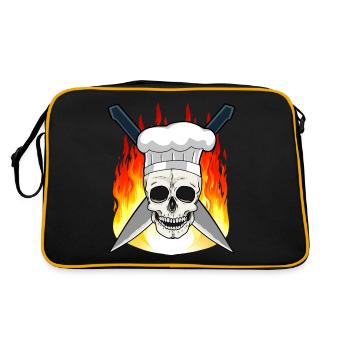 Koch Küche kochen Chefkoch Kochkunst Hobbykoch - Retro Tasche - Schwarz/Gold - Hinten