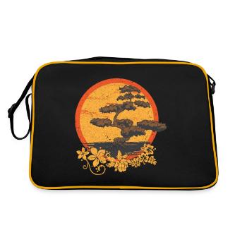 Flower Bonsai Design with Sun - Retro Bag - black/gold - Back