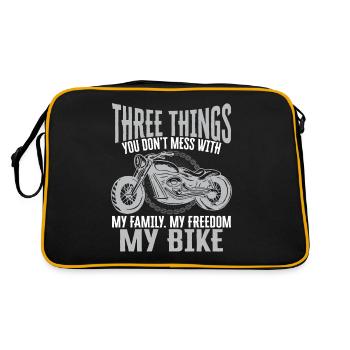 Classic Motorcycle Biker My Family - Retro Bag - black/gold - Back