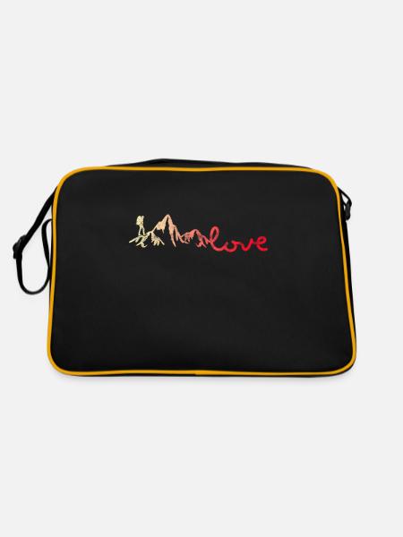 Mountains Hiking love - Retro Bag - black/gold - Back