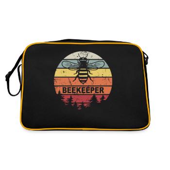 Retro Beekeeper Vintage Honigbienen Imker Imkerei - Retro Tasche - Schwarz/Gold - Hinten