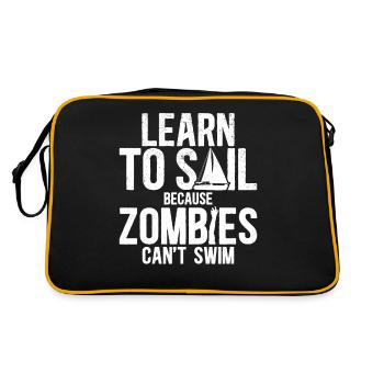 Sailing Sailboat Learn To Sail - Retro Tasche - Schwarz/Gold - Hinten