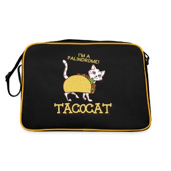 Taco Cat Funny Pun Kitten Apparel - Retro Bag - black/gold - Back