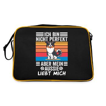 Hund Aussie Züchter Aussie Australian Shepherd - Retro Tasche - Schwarz/Gold - Hinten
