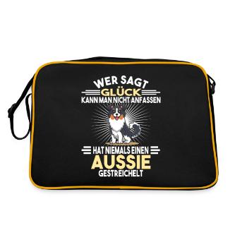 Aussie Züchter Hunde Aussie Australian Shepherd - Retro Tasche - Schwarz/Gold - Hinten