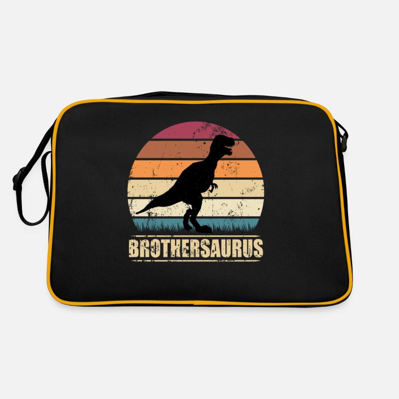 BrotherSaurus Dinosaurier T-Rex Bruder Dino - Retro Tasche - Schwarz/Gold
