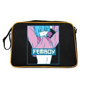Femboy Anime Boy Gay Esthétique Pastel Mordant Rose - Sac Retro - noir/or - Dos