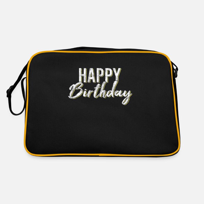 Happy Birthday - Retro Tasche - Schwarz/Gold