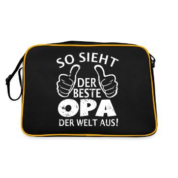 So sieht der beste Opa der Welt aus Vatertag Opi - Retro Tasche - Schwarz/Gold - Hinten