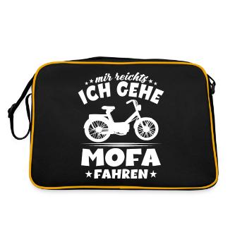 Moped Motorrad - Mir Reichts ich Gehe Mofa fahren - Retro Tasche - Schwarz/Gold - Hinten