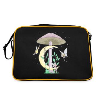 Fairycore Aesthetic Fee Pilz Mond Feen - Retro Tasche - Schwarz/Gold - Hinten