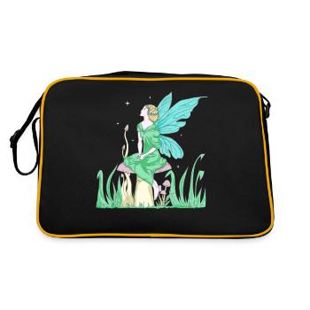 Fairycore Esthétique Elfe Fée sur un champignon - Sac Retro - noir/or - Dos