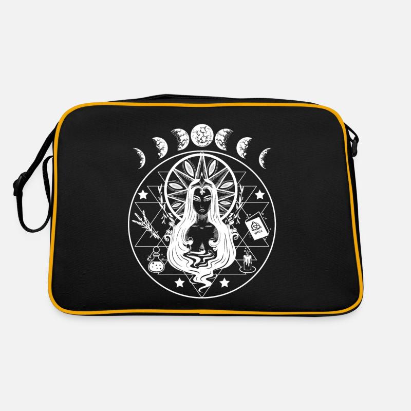 Hexe mit Mondphasen Gothic Fantasy Geschenk - Retro Tasche - Schwarz/Gold