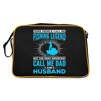 Papa Fishing Legend - Fisch Angler Papa Ehemann - Retro Tasche - Schwarz/Gold - Hinten