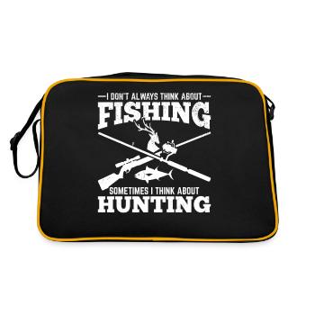 Fisch Angler Hirsch Jäger Hirsch Jagd Angler - Retro Tasche - Schwarz/Gold - Hinten