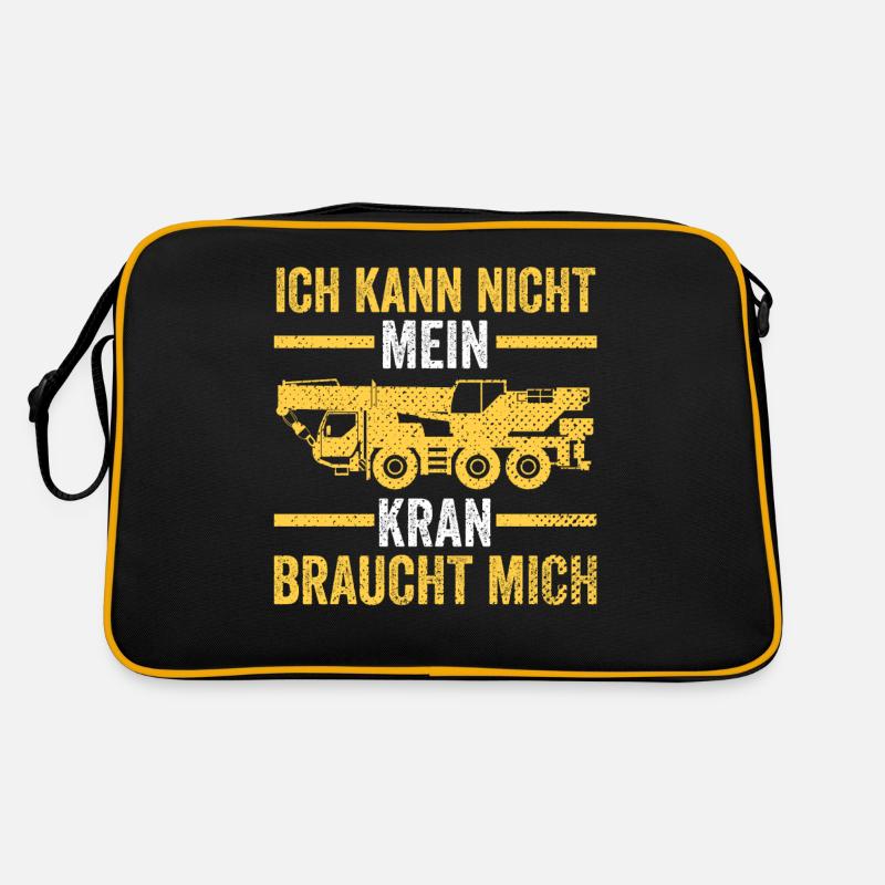 Krahnführer Baustelle Kran - Retro Tasche - Schwarz/Gold