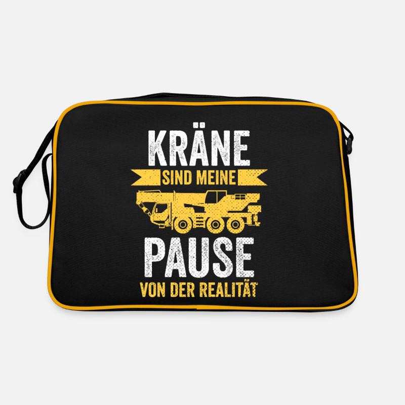 Krahnführer Kranfahrer Baustelle Kran - Retro Tasche - Schwarz/Gold