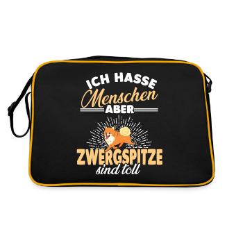 Zwergspitz sind toll Zwergspitz Pomeranian - Retro Tasche - Schwarz/Gold - Hinten