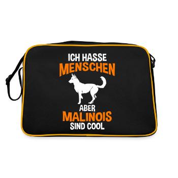 Belgischer Schäferhund Malinois sind toll Malinois - Retro Tasche - Schwarz/Gold - Hinten