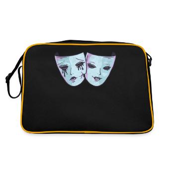 Theater Mask Pastel Goth Soft Grunge Aesthetic - Retro Bag - black/gold - Back