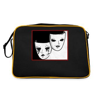 Theater Mask Soft Grunge Drama and Comedy Goth - Retro Bag - black/gold - Back