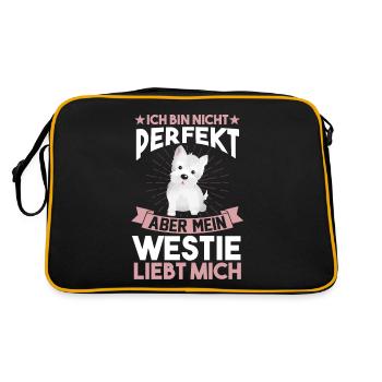 Hund Westie White Terrier Züchter Westie White Te - Retro Tasche - Schwarz/Gold - Hinten