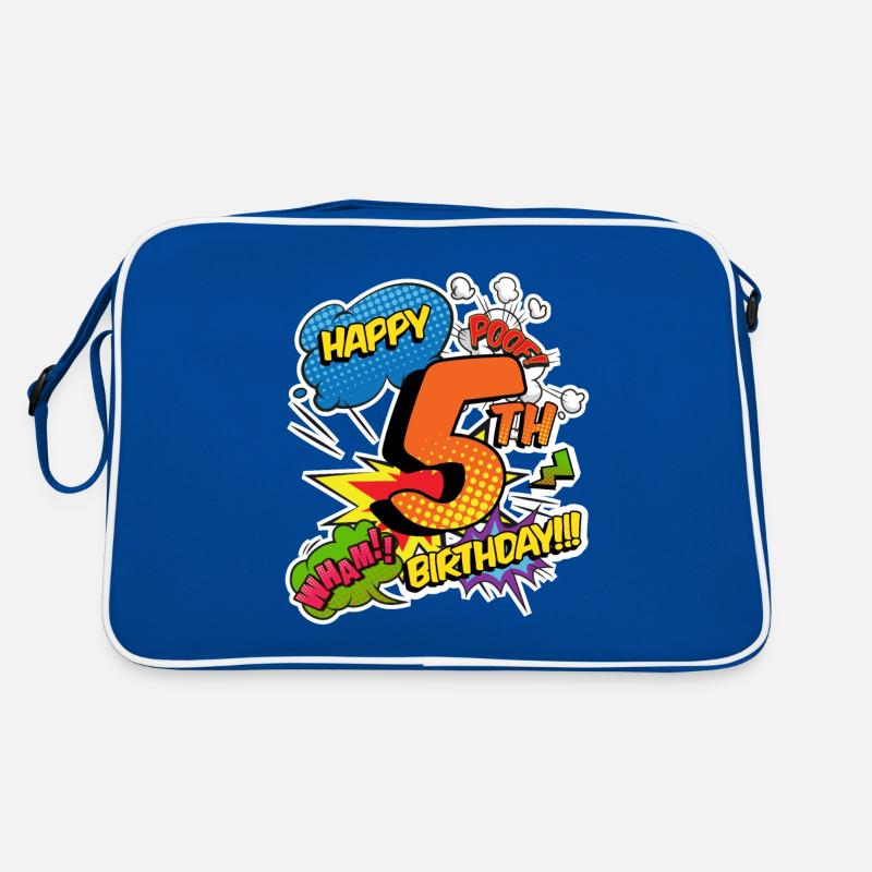 5th Birthday Young Comic Style Superheroes Retro Bag