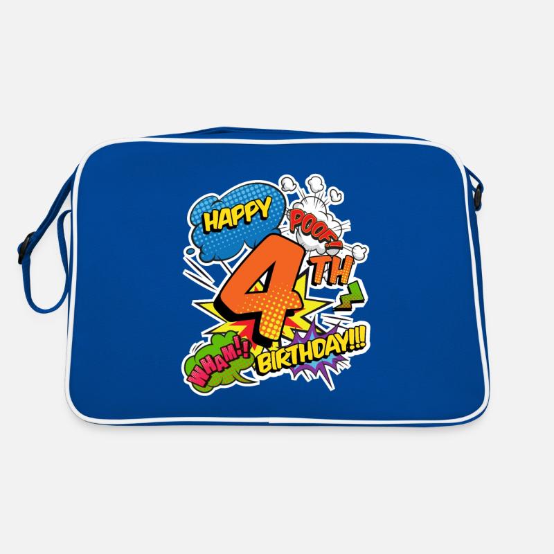 4th Birthday Young Comic Style Superheroes Retro Bag