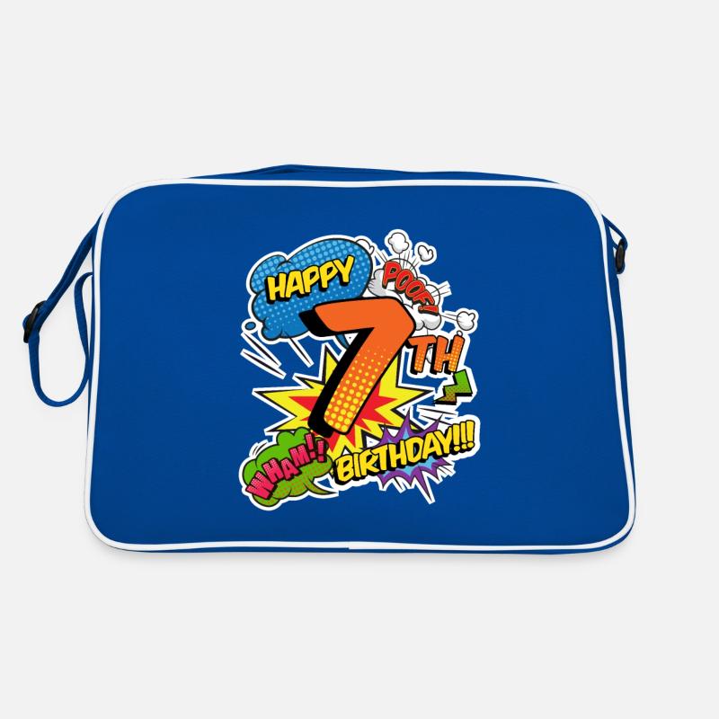 7. Geburtstag Junge Comic-Stil Superhelden Retro Tasche