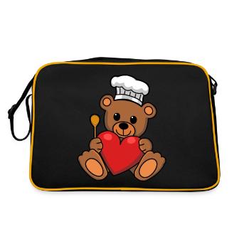 Teddy Chef Cooking Heart Cooking Hobby Chef - Retro Bag - black/gold - Back