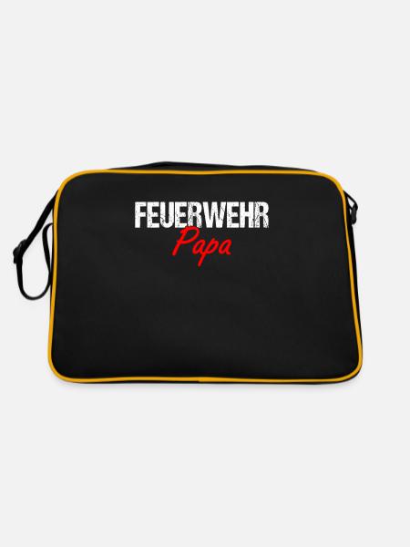 Feuerwehr Papa - Retro Tasche - Schwarz/Gold