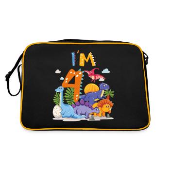 4. Birthday I Am 4 Dinosaur T-Rex Dino - Retro Bag - black/gold - Back