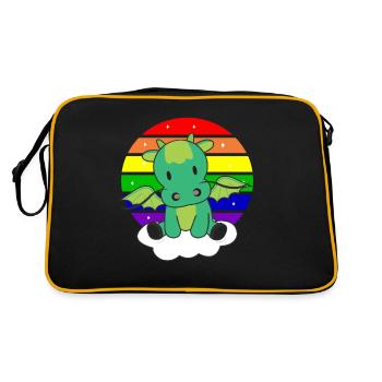 Rainbow Dragon Dragons mignons pour les enfants - Sac Retro - noir/or - Dos