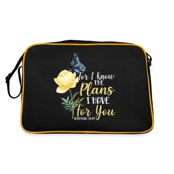 Christian Bible Verse Butterfly - Retro Tasche - Schwarz/Gold - Hinten