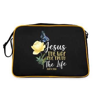 Christian Bible Verse Quote - Retro Tasche - Schwarz/Gold - Hinten