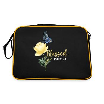 Christian Bible Verse Butterfly - Retro Tasche - Schwarz/Gold - Hinten
