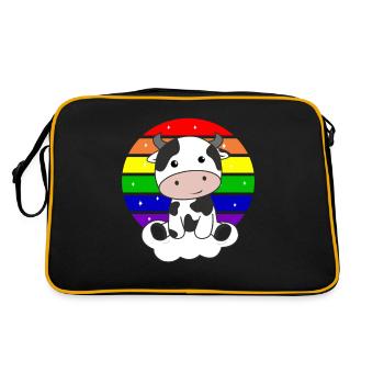 Vache arc-en-ciel vache mignonne pour les enfants - Sac Retro - noir/or - Dos