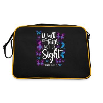 Christian Bible Verse Quote - Retro Tasche - Schwarz/Gold - Hinten