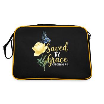 Christian Bible Verse Butterfly - Retro Tasche - Schwarz/Gold - Hinten