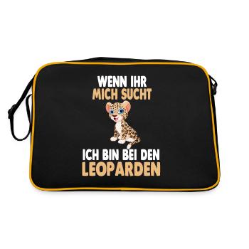 Ich bin bei den Leoparden - Retro Tasche - Schwarz/Gold - Hinten