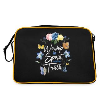 Christian Bible Verse Butterfly - Retro Tasche - Schwarz/Gold - Hinten
