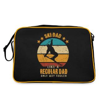 Skifahrer Papa Skifahren Ski Dad Skier Skiing - Retro Tasche - Schwarz/Gold - Hinten